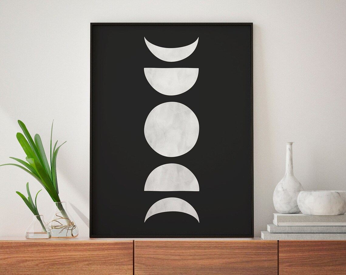 Moon Phases Abstract Wall Art, Boho Minimalist Print - Image 3