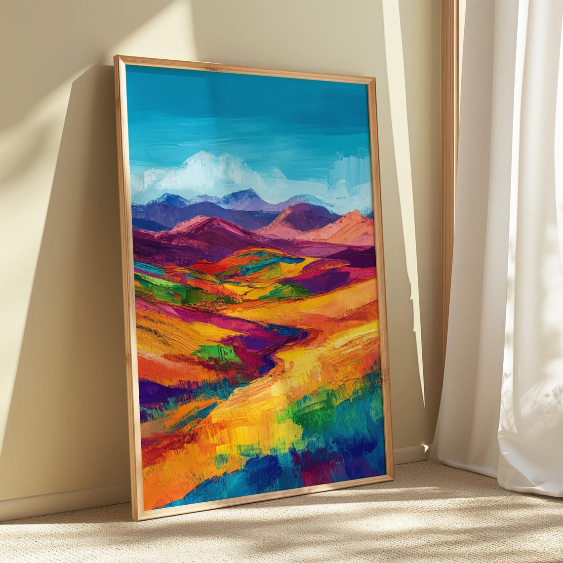 Bold Rainbow Desert Valley Orange Hills Red Mountain Art Print - Image 5