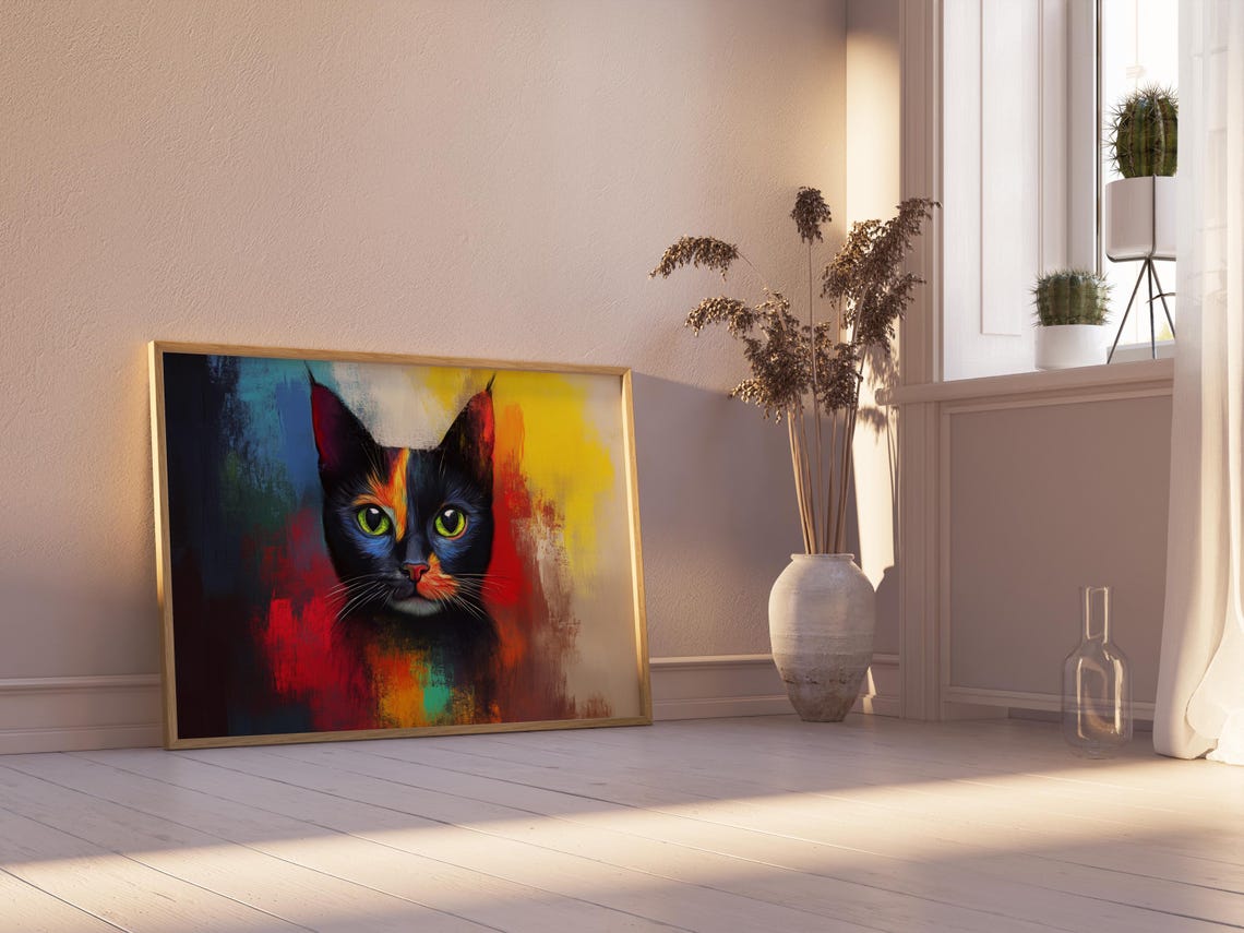 Cat Portrait Painting, Mexican Wall Art - Image 2