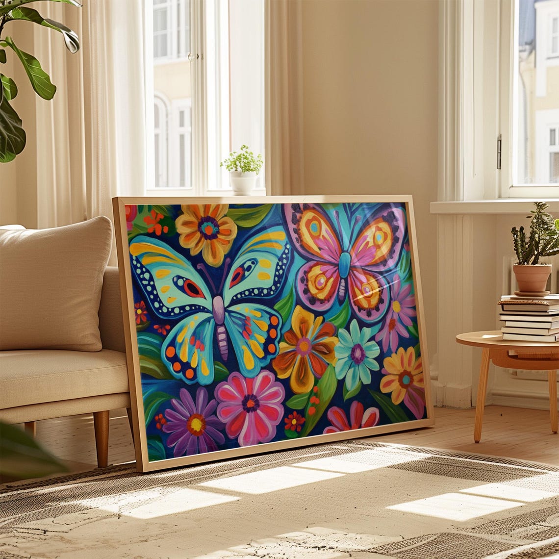 Print Butterfly Portrait Painting Mexican Wall Art New Listing 13 - Image 4