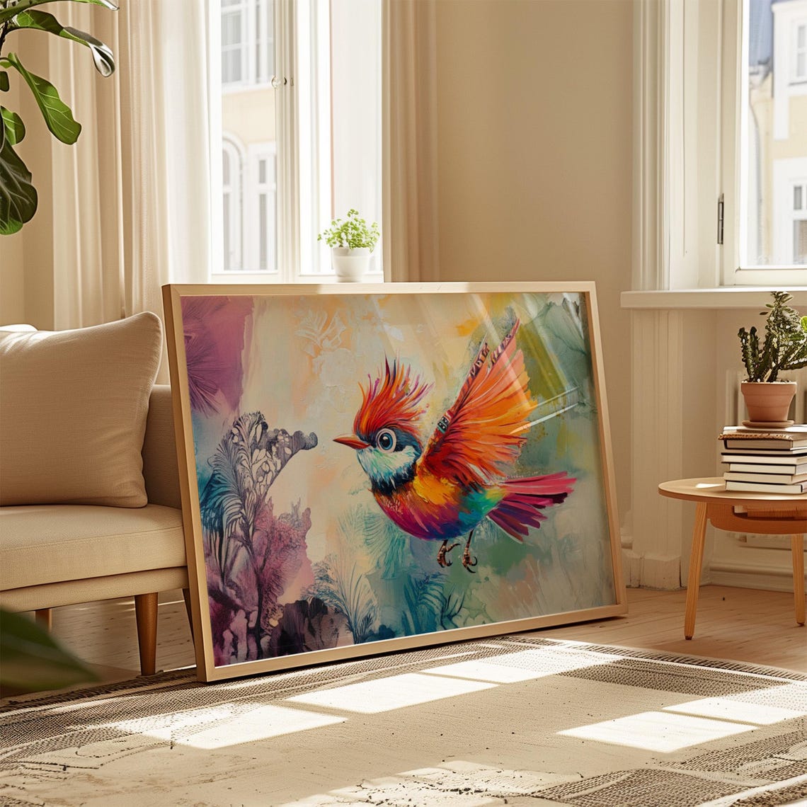 Rainbow Bird Taking Flight Pastel Watercolor Dream Art Print - Image 4