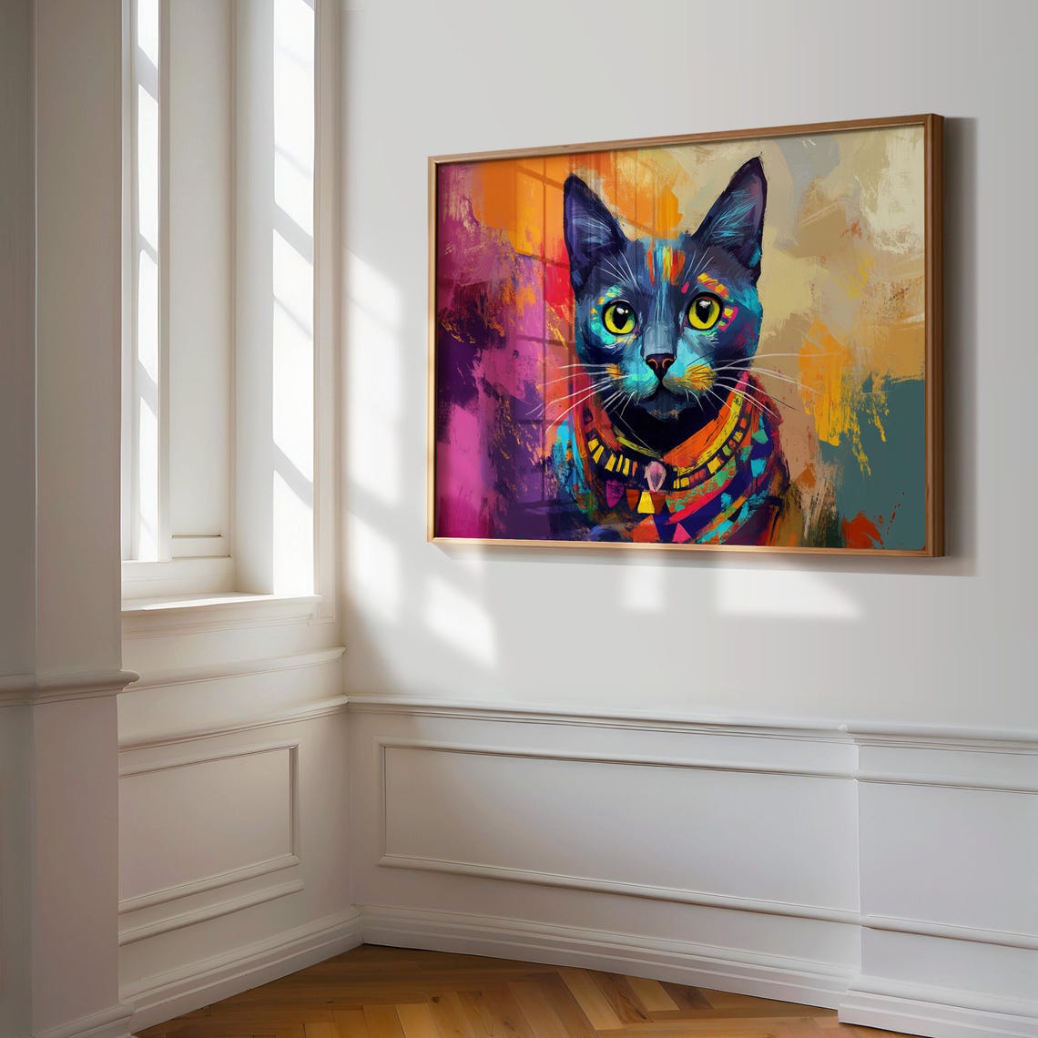 Cat Portrait Painting, Mexican Wall Art - Image 3
