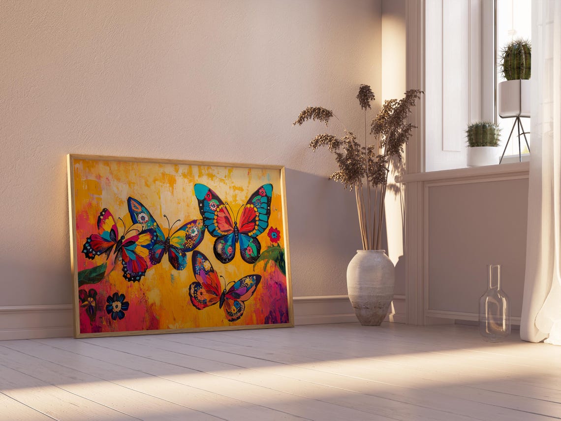 Print Butterfly Portrait Painting Mexican Wall Art New Listing 17 - Image 2