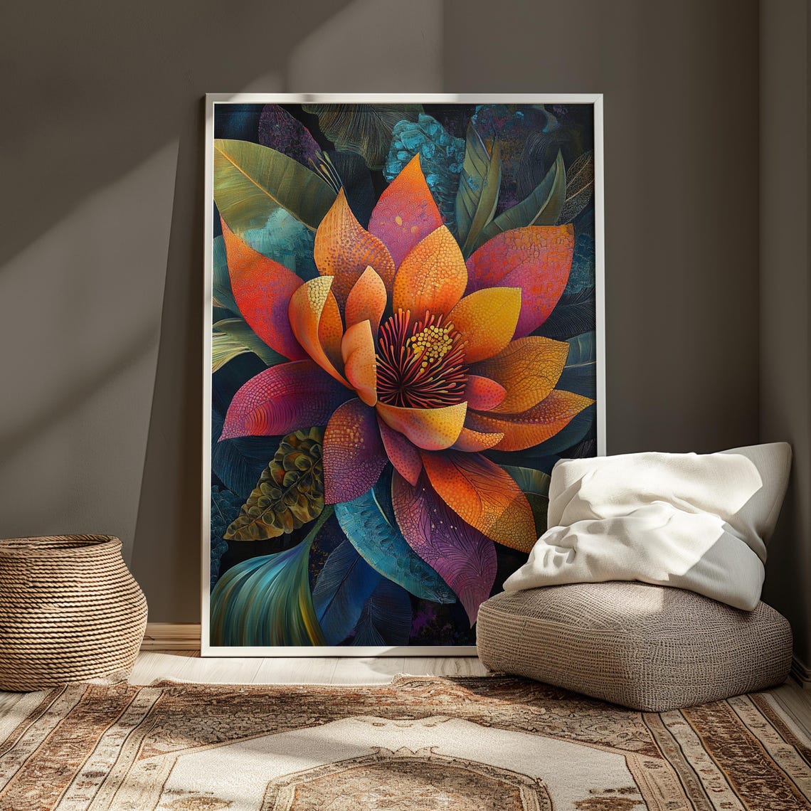 Lush Tropical Flower Bloom Dark Botanical Jungle Floral Art Poster - Image 3