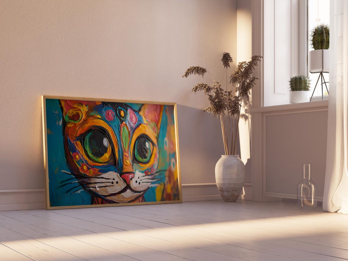 Cat Portrait Painting, Mexican Wall Art - Image 2