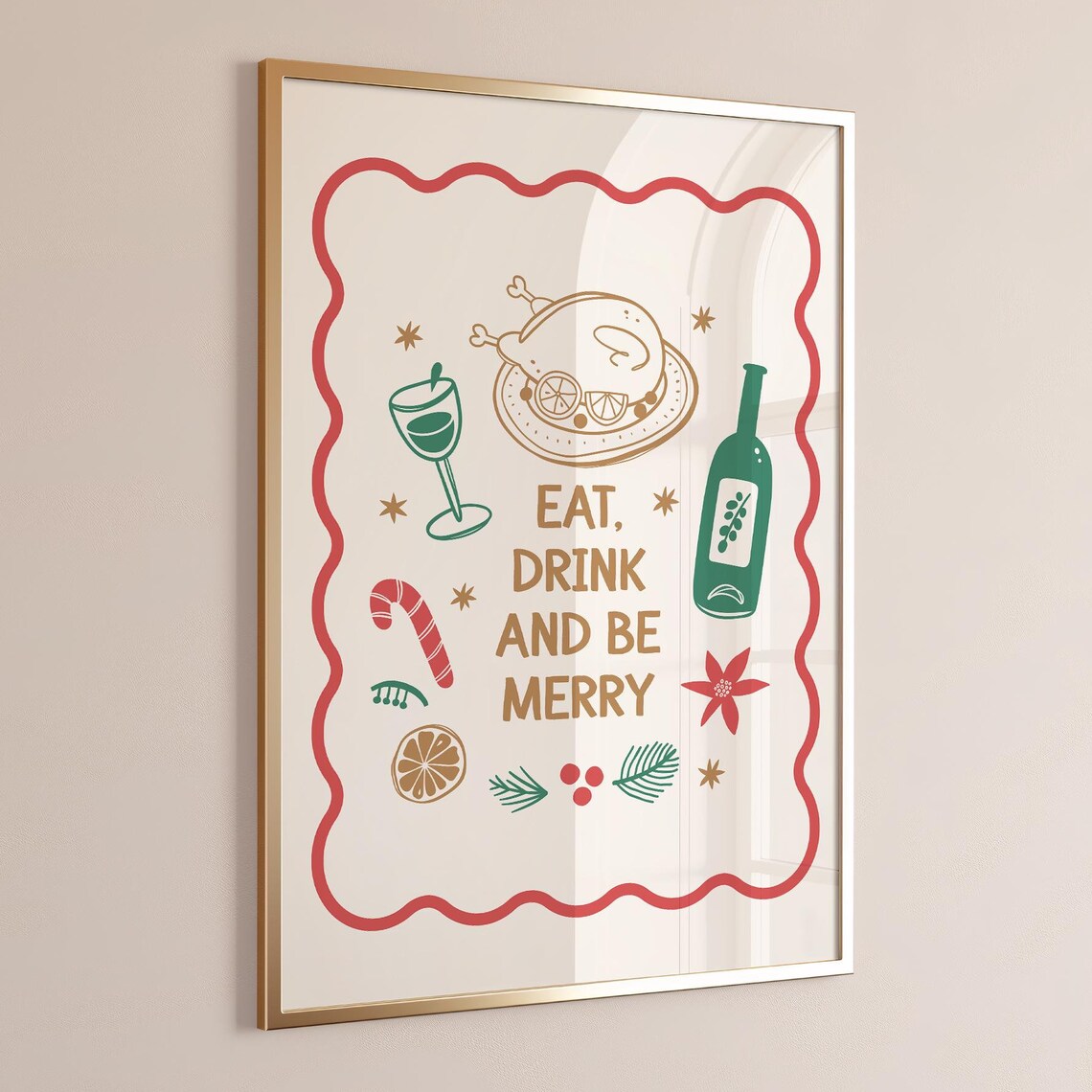 Eat Drink And Be Merry Christmas Sign Art Print