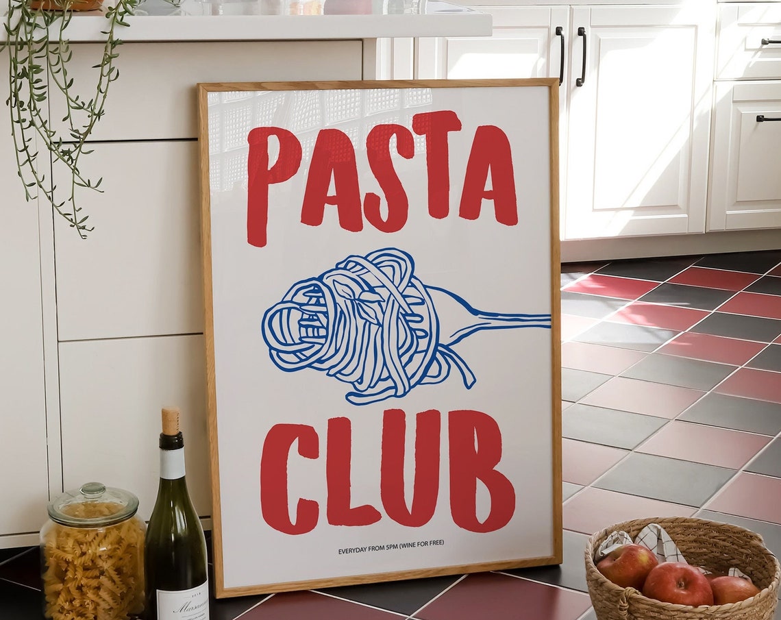Pasta Club Retro Food Print, Kitchen Wall Art - Image 4