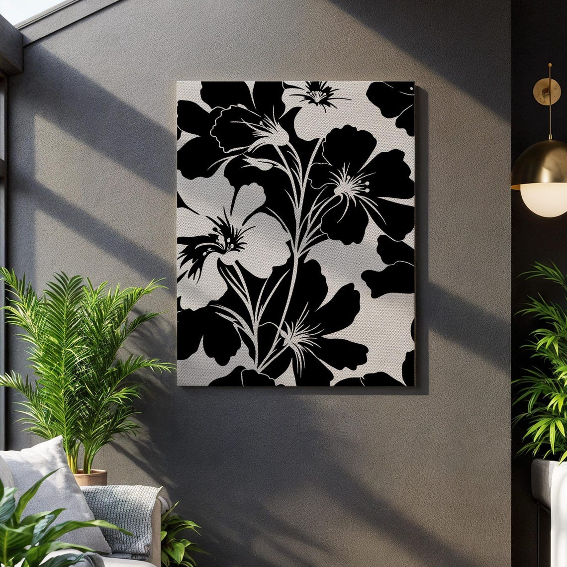 Black And White Oversized Floral Monochrome Graphic Artwork Poster
