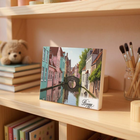 Brugge Canal Paint By Numbers Kit For Adults Diy Belgian Cityscape Canvas Art With Colorful Houses And Bridge Relaxing Gift Set