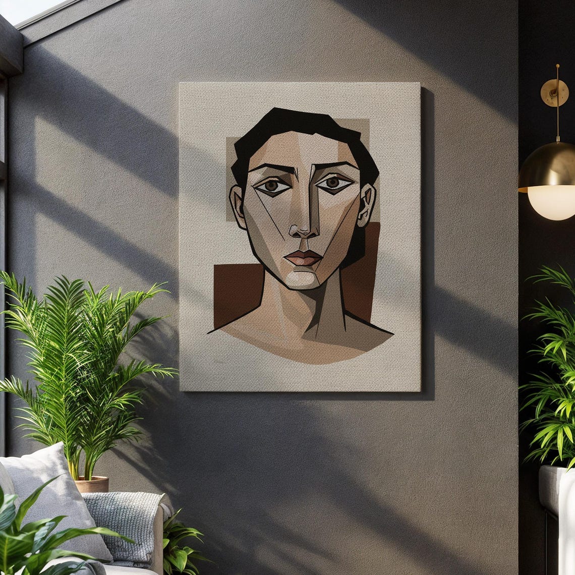 Cubist Woman Portrait Angular Geometric Modern Art Style Poster
