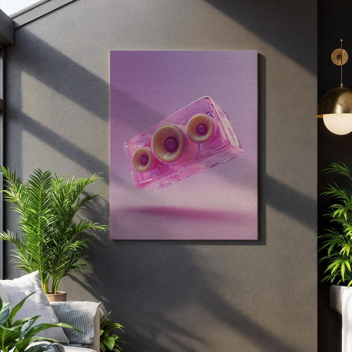 Pink Transparent Boombox Speaker Pop Art Retro Futuristic Wall Art