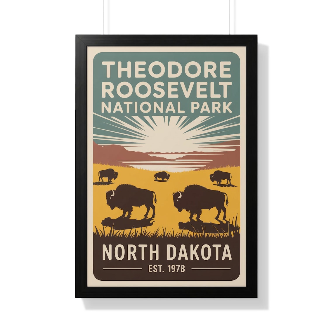 Theodore Roosevelt National Park Bison Prairie Vintage Poster