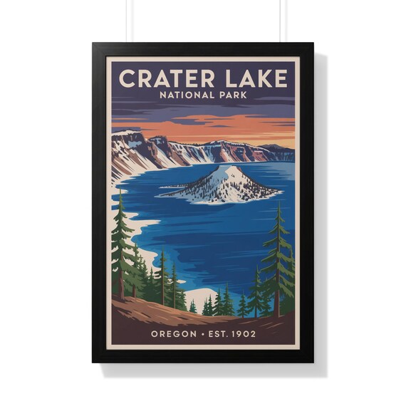 Crater Lake National Park Oregon Vintage Scenic View Retro Poster