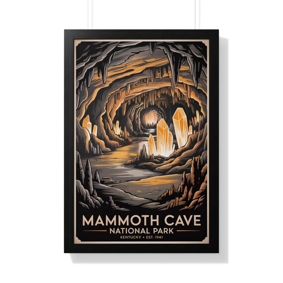 Mammoth Cave National Park Kentucky Glowing Crystals Cave Vintage Poster