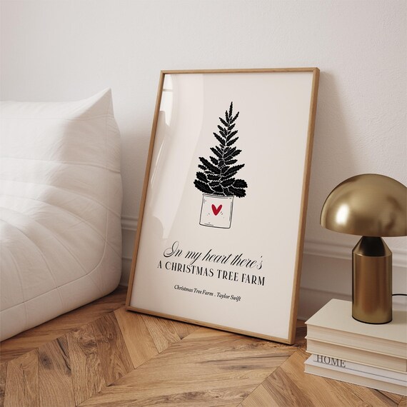 Festive Christmas Tree Farm Taylor Swift Song Lyrics Holiday Print