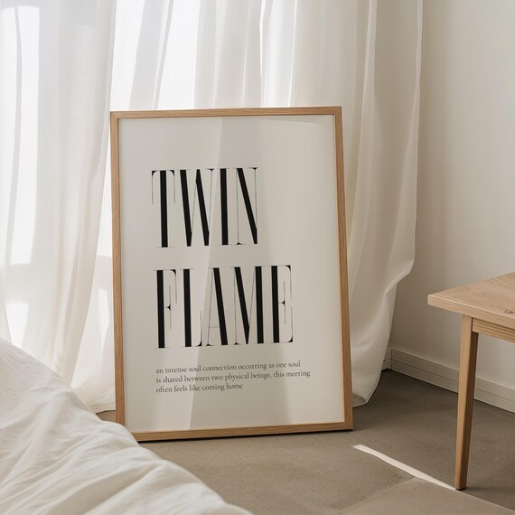 Twin Flame Definition Tall Black Serif Spiritual Typography Poster