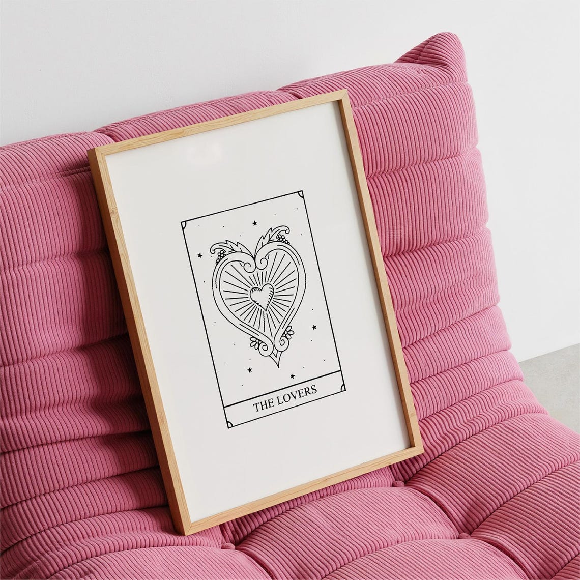 The Lovers Tarot Card Minimalist Celestial Radiant Heart Line Print