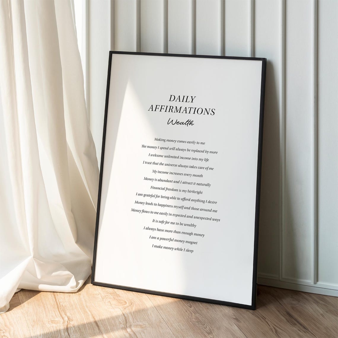 Wealth Affirmation Poster Money Mindset Wall Art