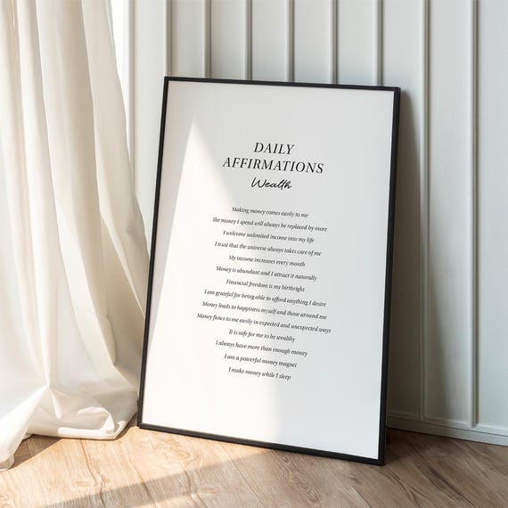 Wealth Affirmation Poster Money Mindset Wall Art