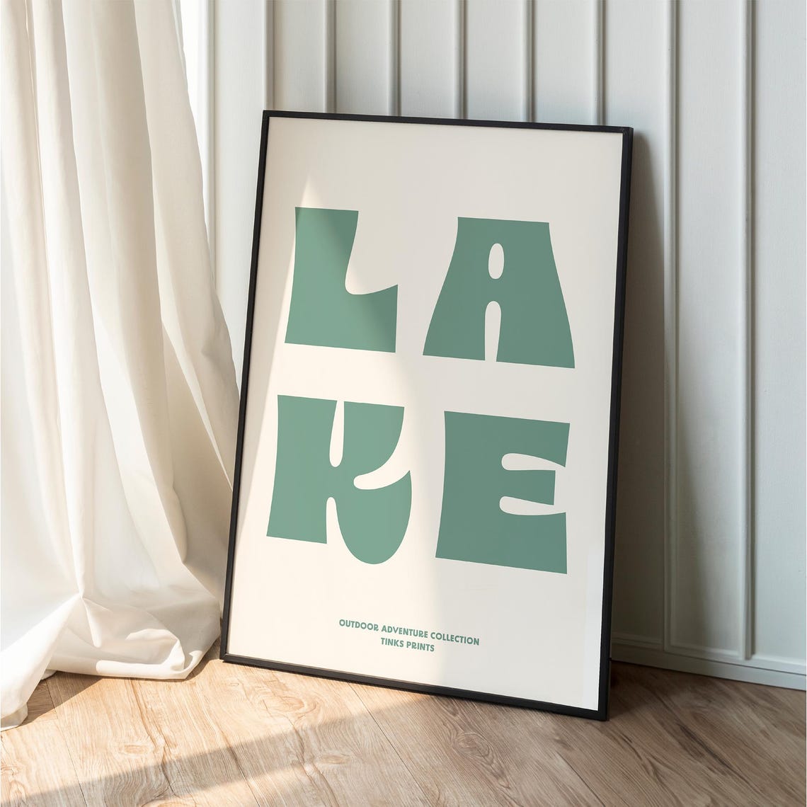 Retro Green Lake Typography Outdoor Adventure Cabin Wall Poster