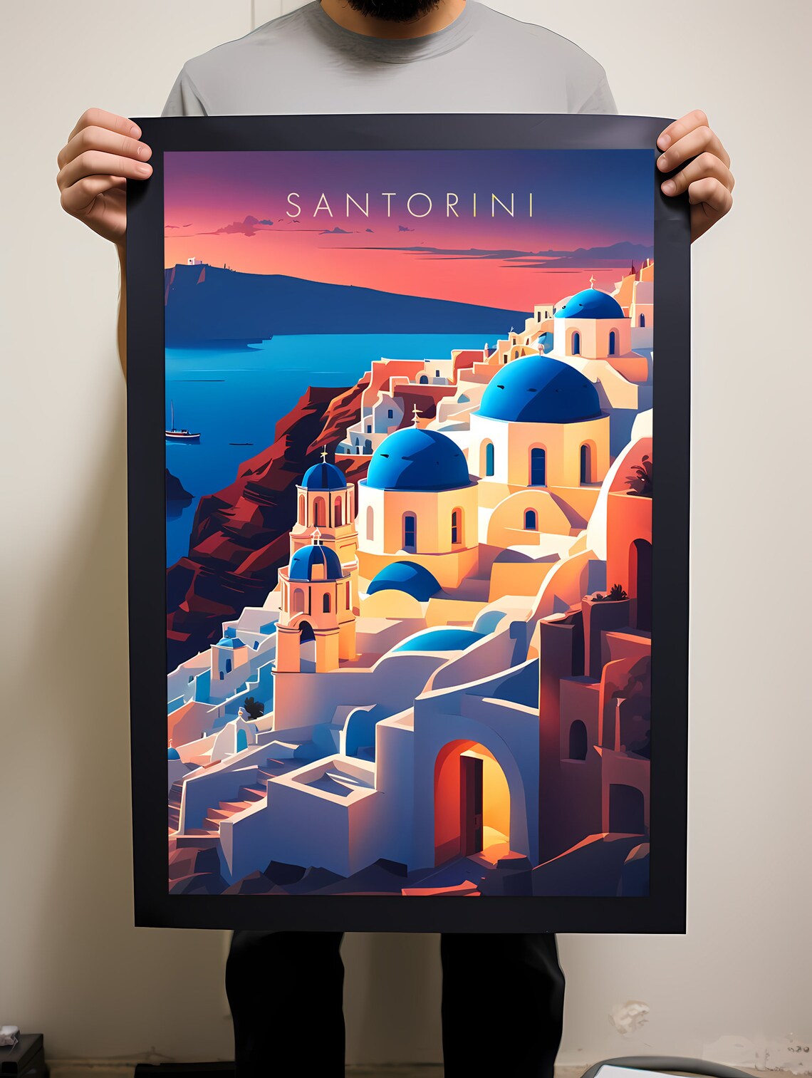 Santorini Travel Poster, Greece Travel Poster