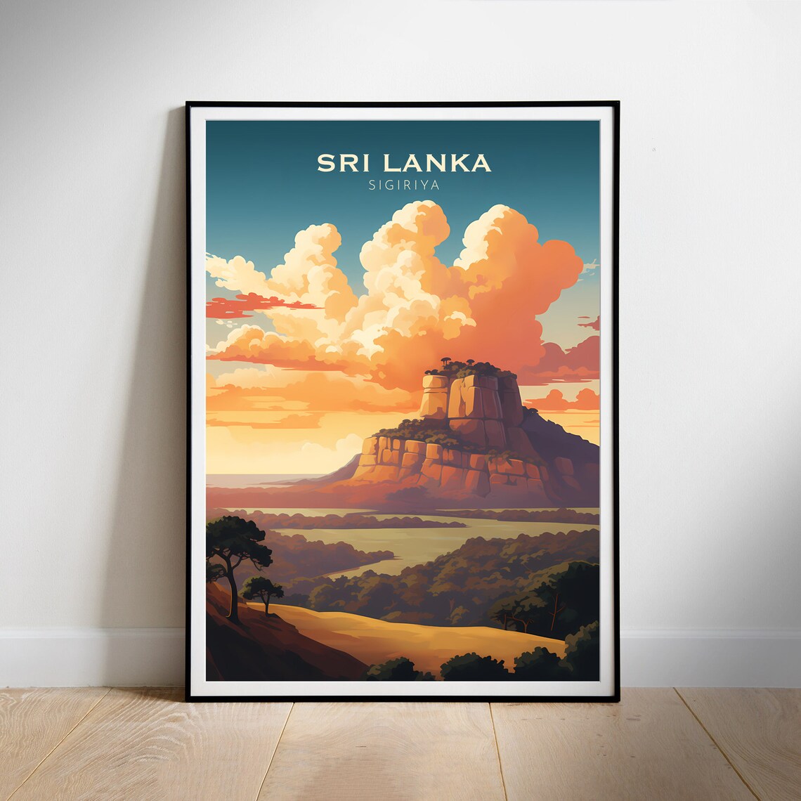 Sigiriya Rock Fortress Sunset Sri Lanka Jungle Landscape Poster - Image 2