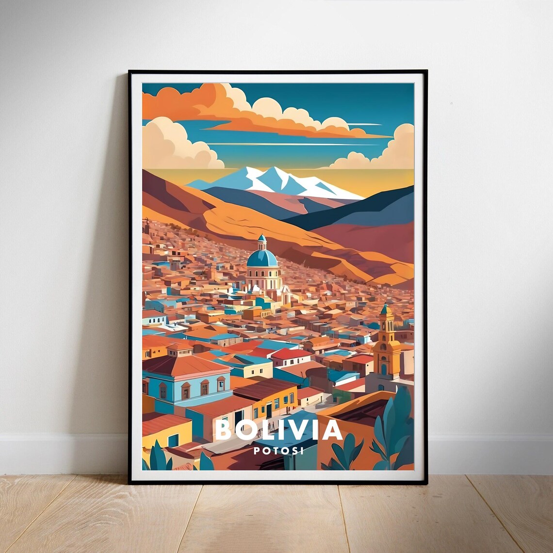 Potosí Bolivia Colorful Cityscape Illustration Travel Poster