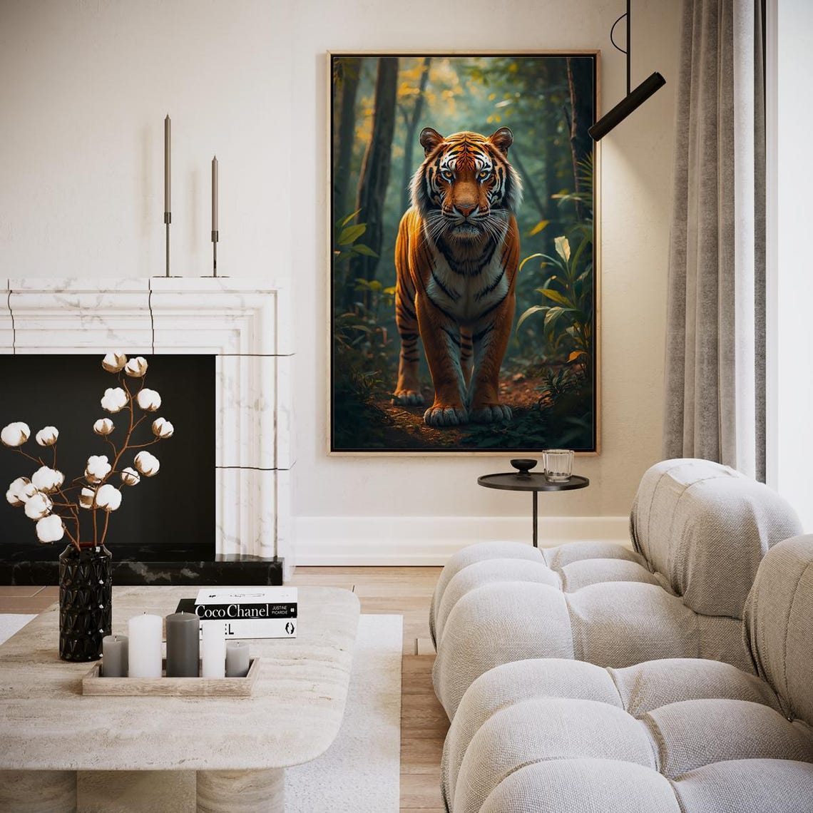 Majestic Tiger Walking Through Jungle Light Wild Cat Art Print