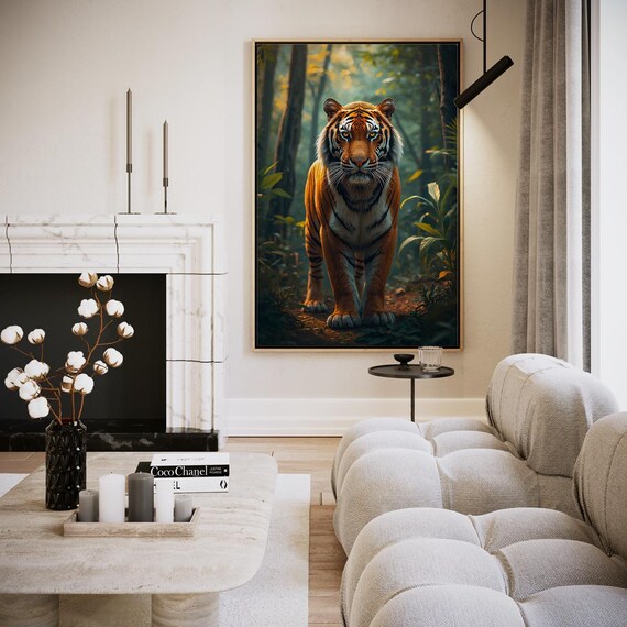 Majestic Tiger In The Jungle Light Artwork Wall Art