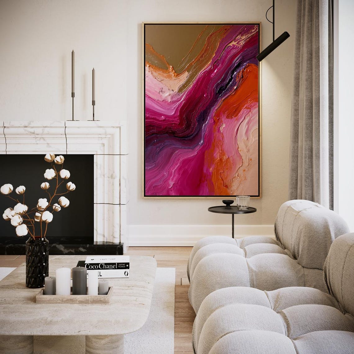 Fuchsia And Gold Swirling Marble Abstract Modern Luxury Art Poster