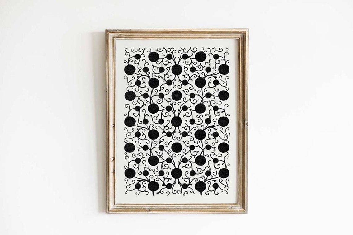 Mid Century Modern Geometric Shapes Wall Art Monochrome Abstract Poster Contemporary Print