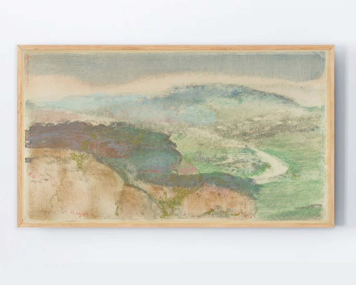 Soft Pastel Coastal Landscape Vintage French Style Art Print