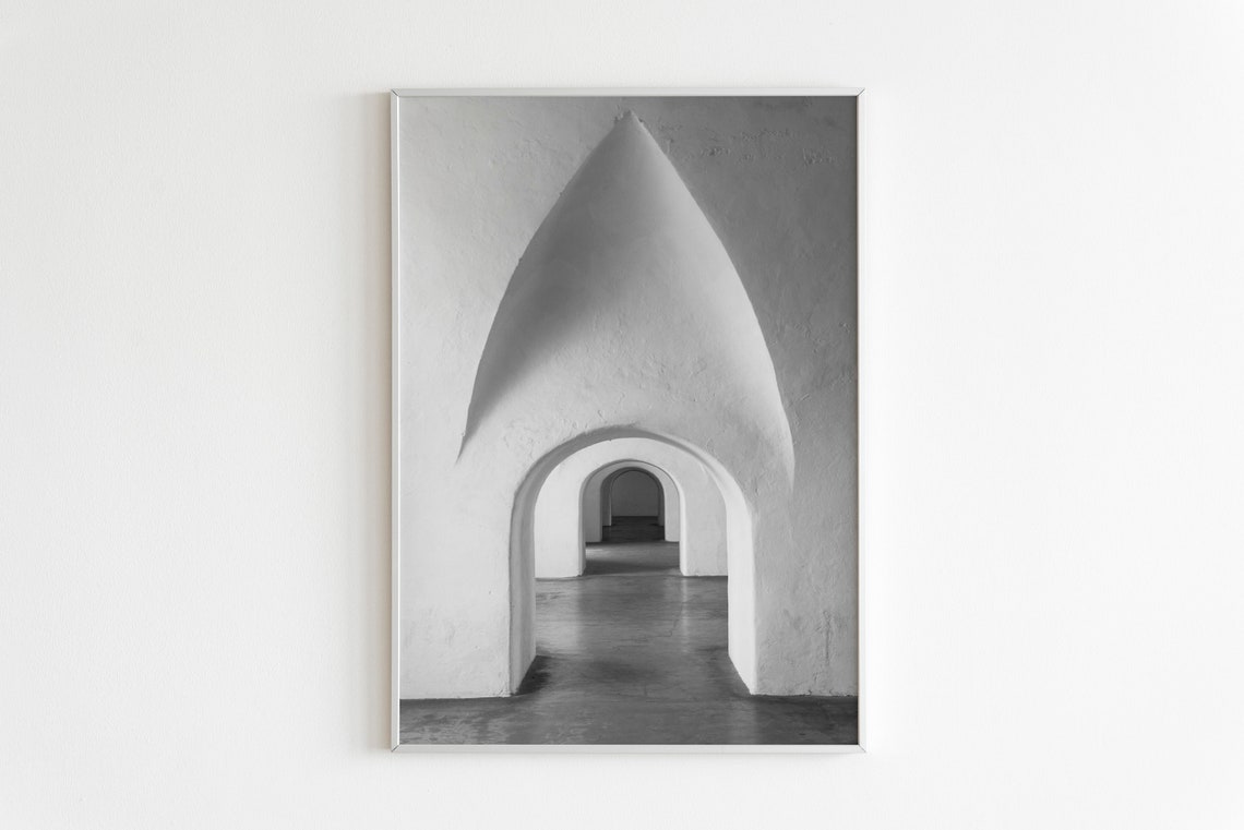 Minimalist Gray Arches Architecture Photo Modern Neutral Wall Poster