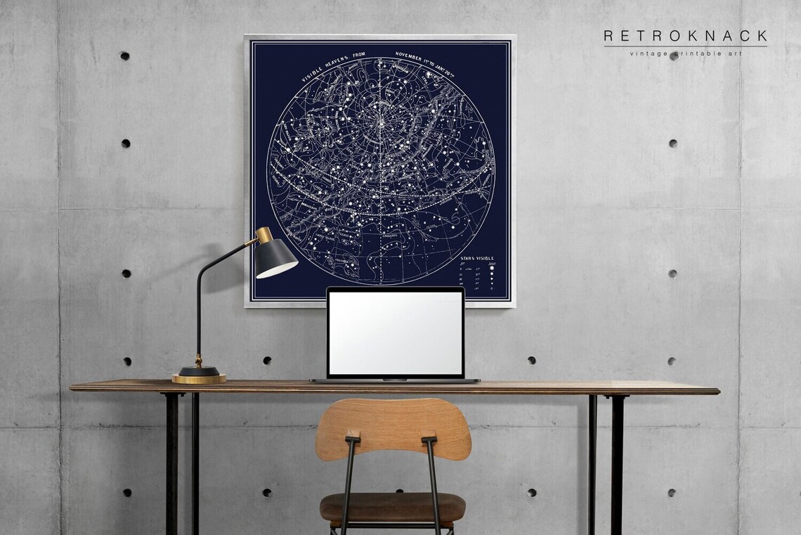 Vintage South Constellations Star Map November To January Celestial Print - Image 2