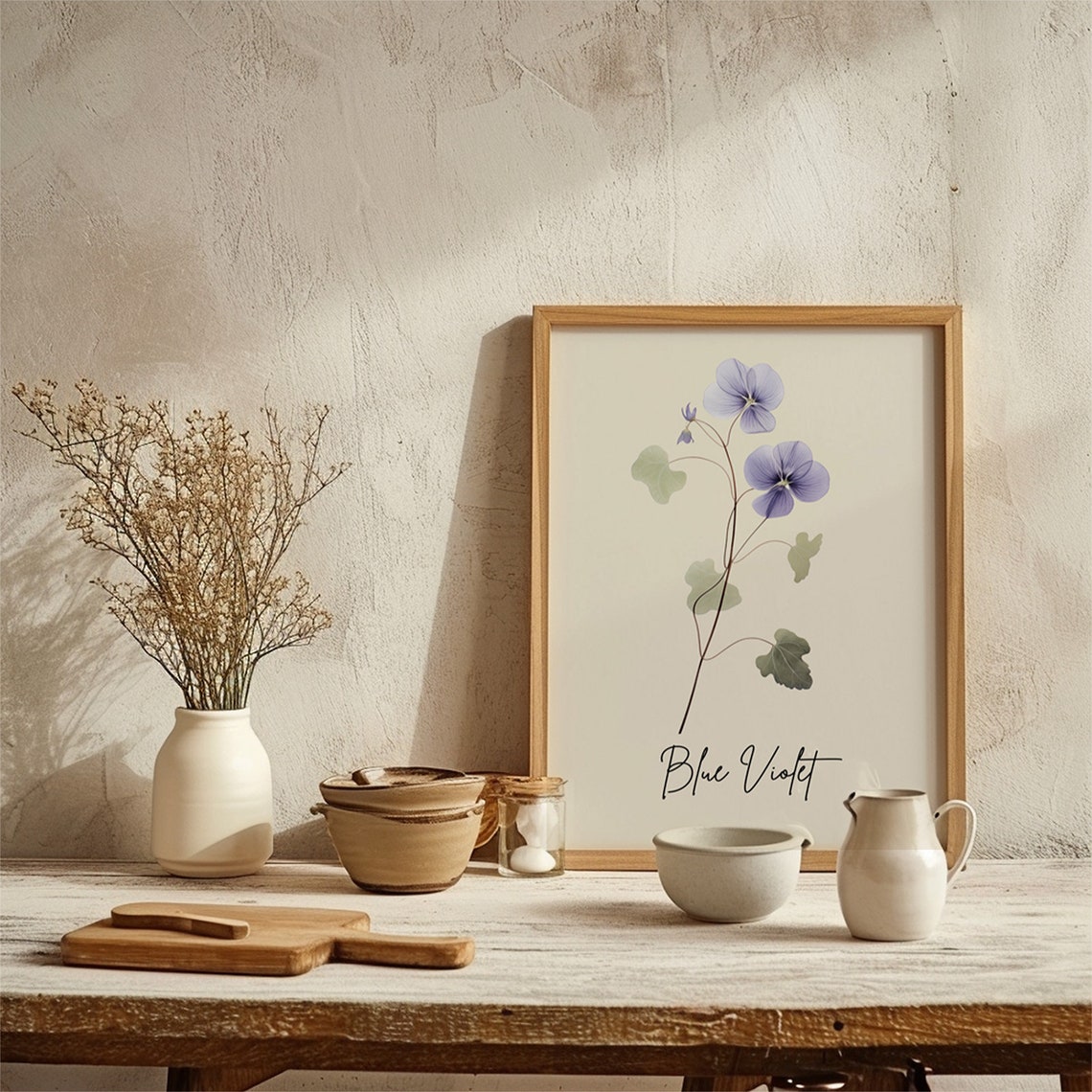 Blue Violet Botanical Watercolor State Flower Minimalist Art Print - Image 2