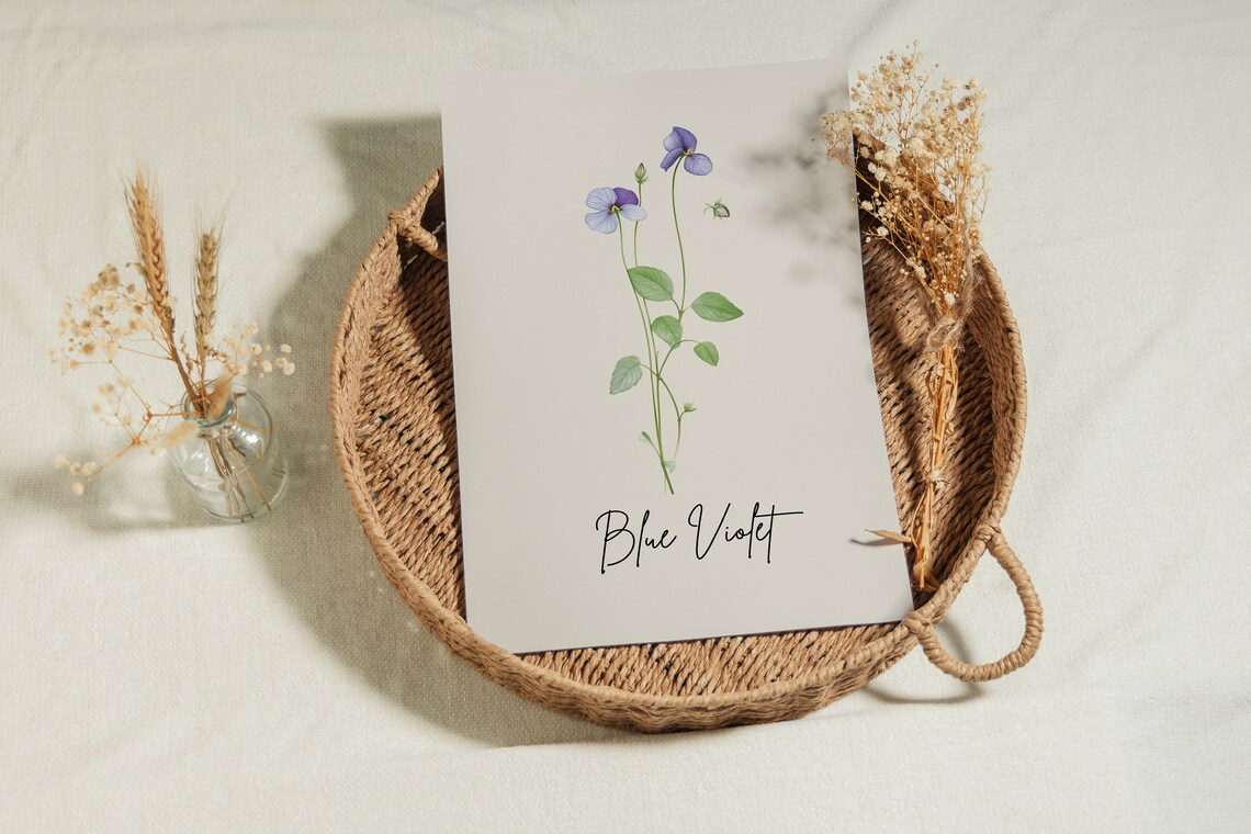 Wisconsin Blue Violet Watercolor Botanical Wildflower Wall Art Print - Image 3