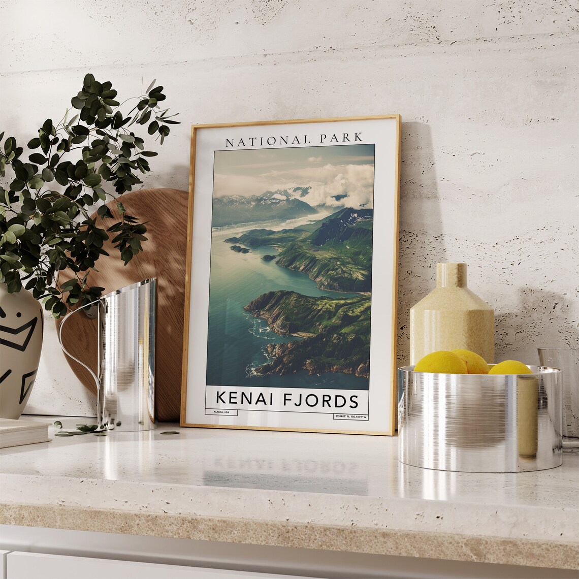 Kenai Fjords National Park Alaska Coastal Fjords Aerial View Travel Poster - Image 2