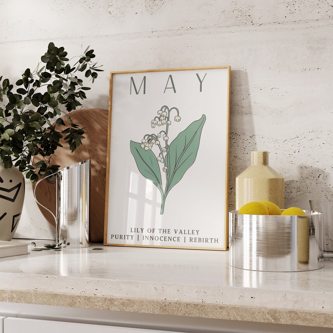 May Birth Flower Lily Of The Valley Print Birth Month Floral Art - Image 3