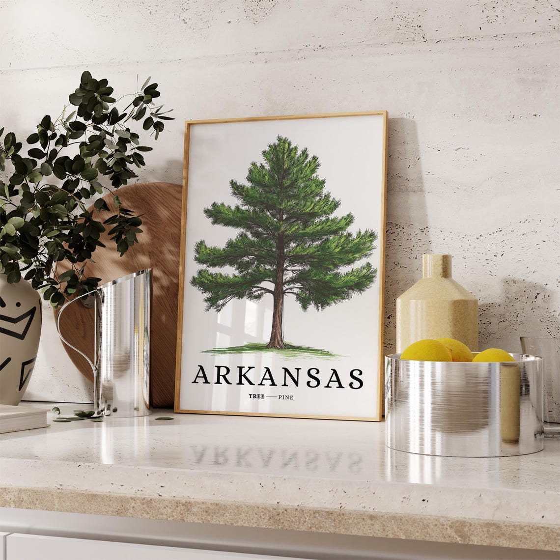 Arkansas Pine Tree Botanical Minimalist Southern State Symbol Poster - Image 3