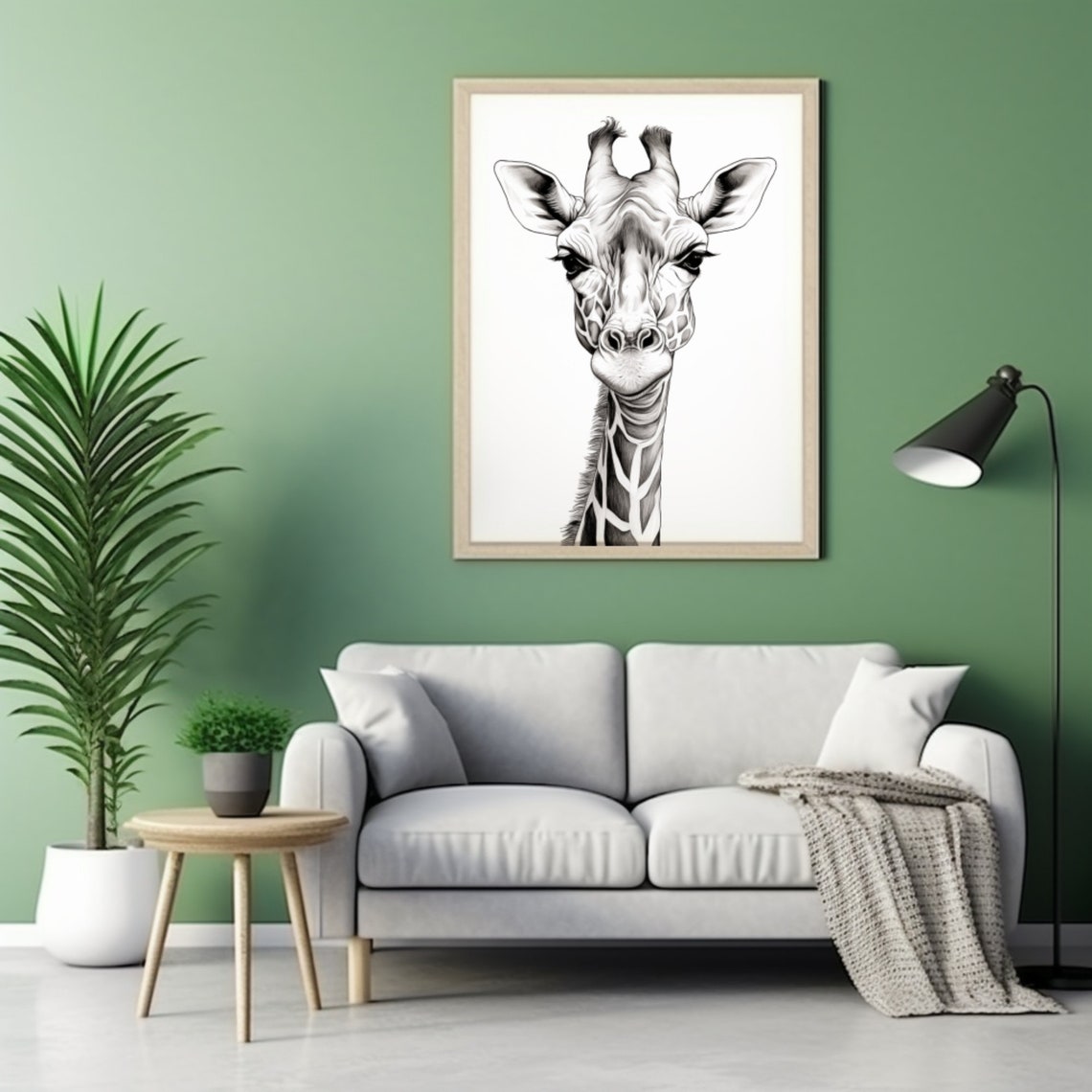 Giraffe Pencil Portrait Wall Art Realistic Animal Head Sketch Print - Image 2