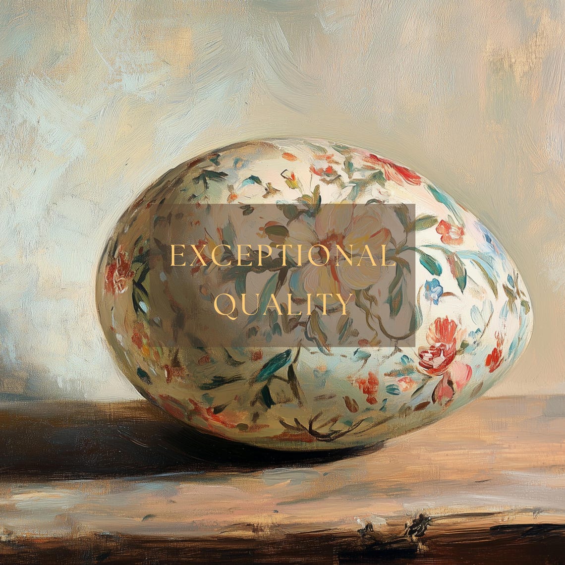 Vintage Floral Painted Easter Egg Rustic Spring Still Life Wall Art - Image 3