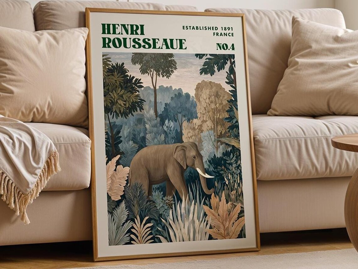 Henri Rousseau Style Elephant Jungle No 4 Tropical Exhibition Poster