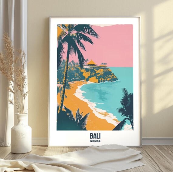 Bali Indonesia Travel Poster Tropical Paradise Art Print