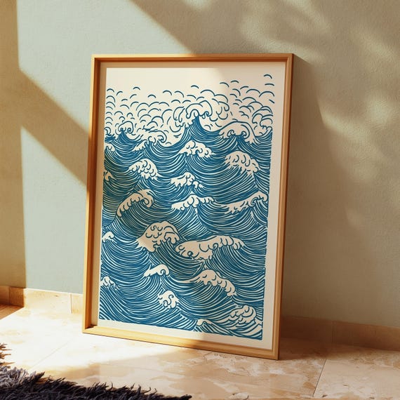Great Waves Series, Hokusai-Inspired Art Print