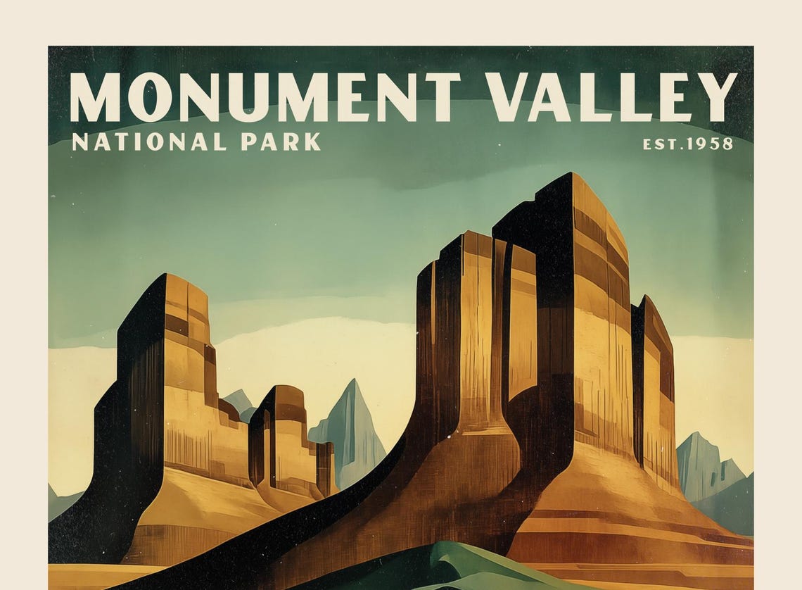 Monument Valley National Park Cubist Desert Mesas Vintage Poster - Image 2