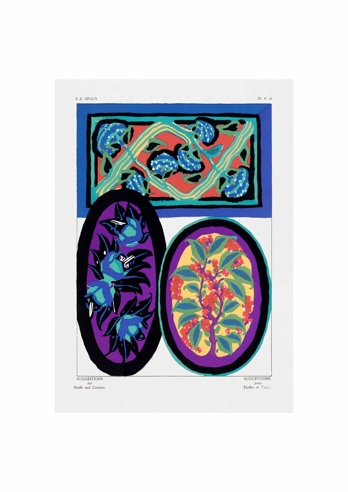 E A Seguy Suggestions Plate 13 Oval Medallion Blossom Pattern Poster