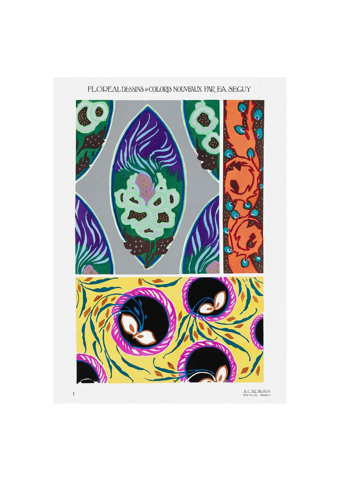 E A Seguy Floreal Plate 1 Seed Pod Medallion Circle Pattern Poster