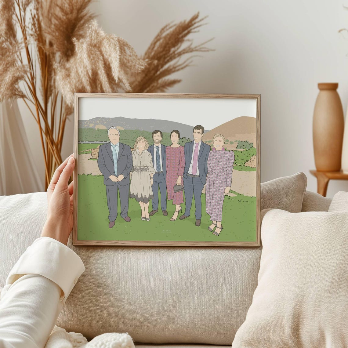 Personalized Family Portrait Unique Wedding Day Gift To Celebrate Loved Ones With A Custom Illustration - Image 2