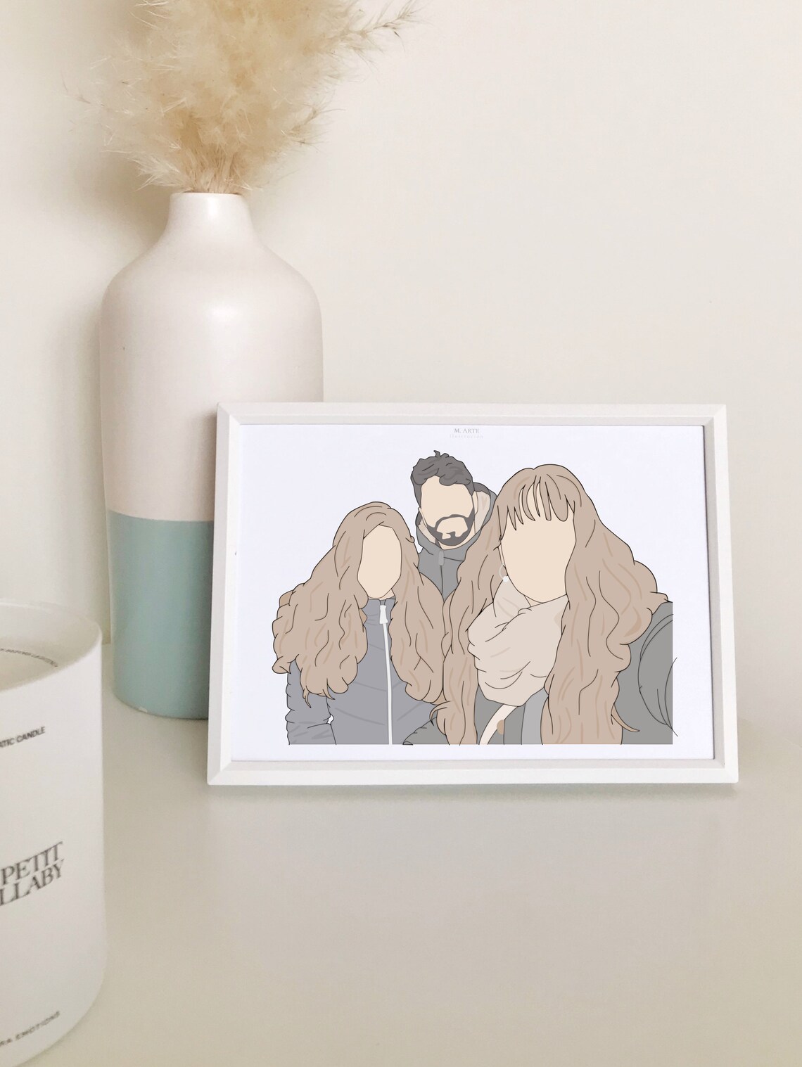 Festival Friends Matching Striped Tops Faceless Illustration Poster - Image 3