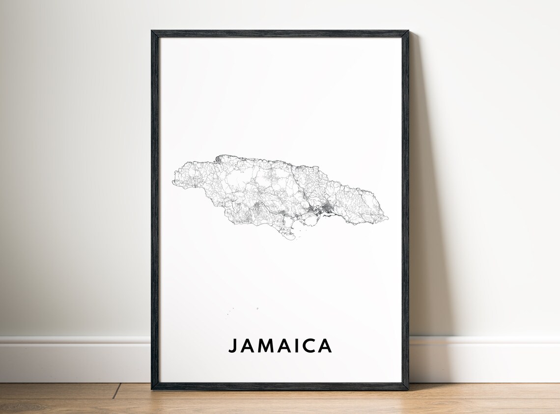 Jamaica Map Poster, Black and White Travel Map - Image 5